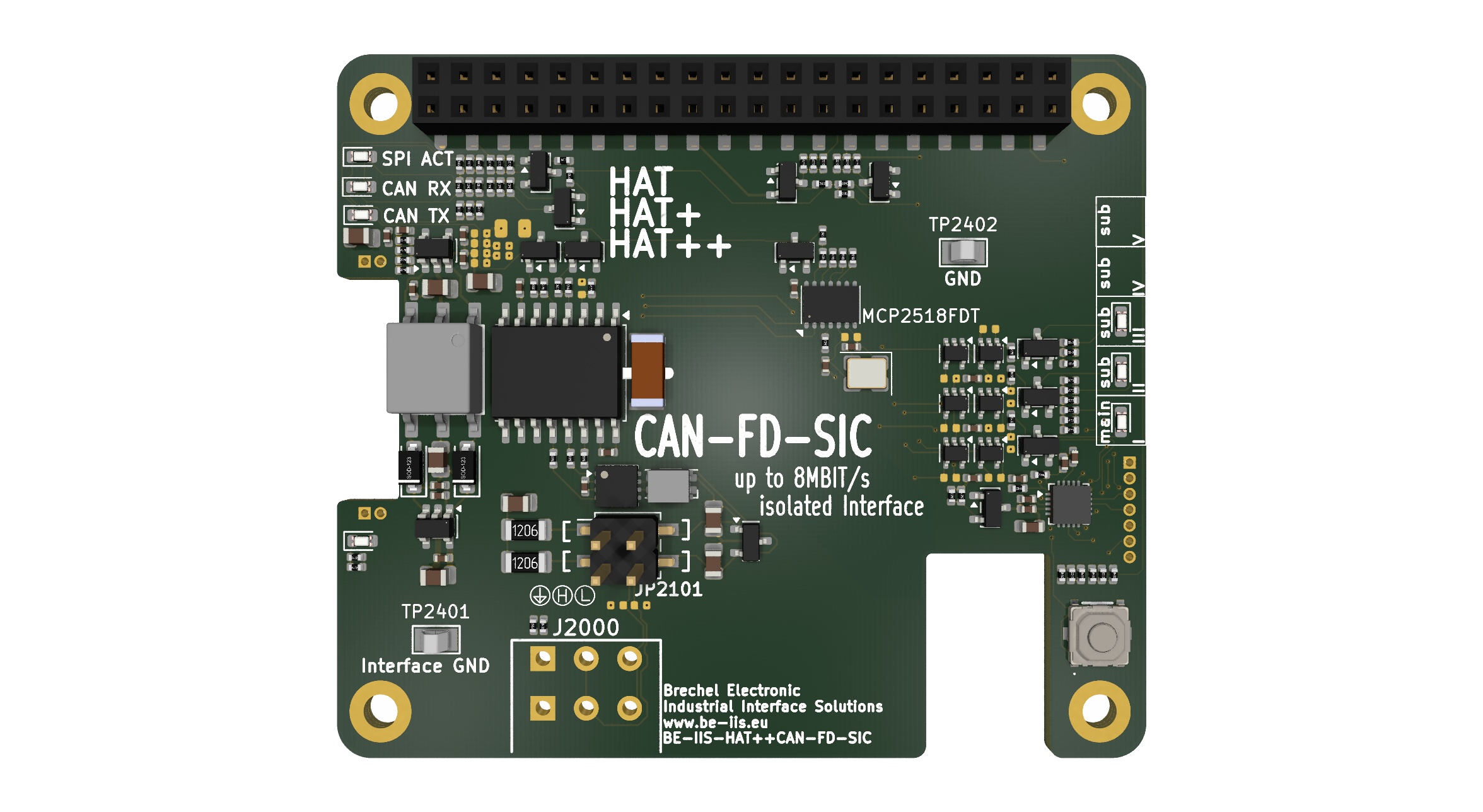 Isolated CAN FD (SIC) Industrial HAT++ for Raspberry Pi