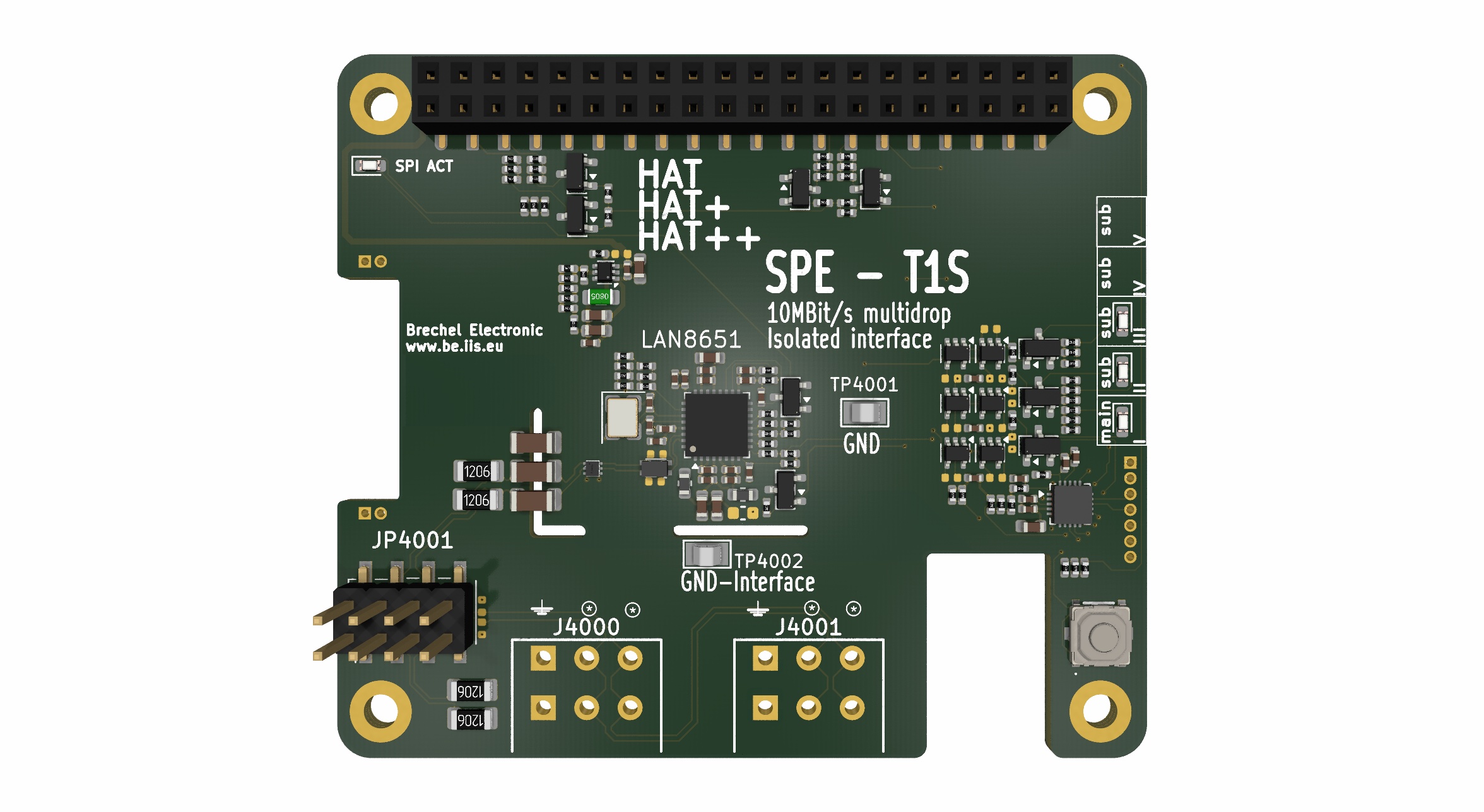 Isolated 10BASE-T1S Industrial Ethernet HAT++ for Raspberry Pi